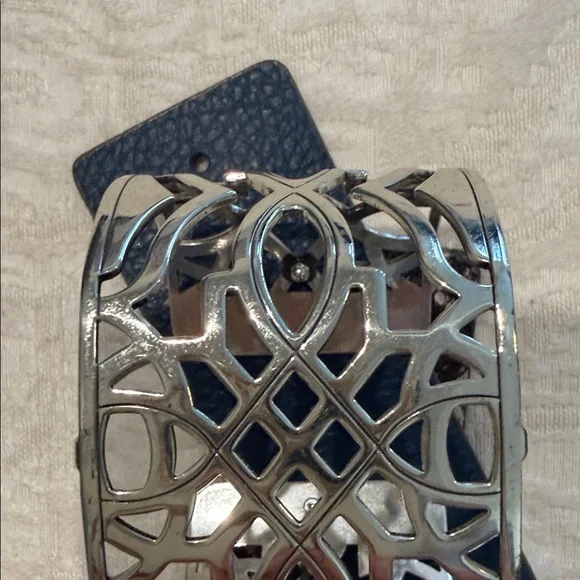 Brighton Silver Cuff with Snake and Navy Bands - Picture 4 of 4